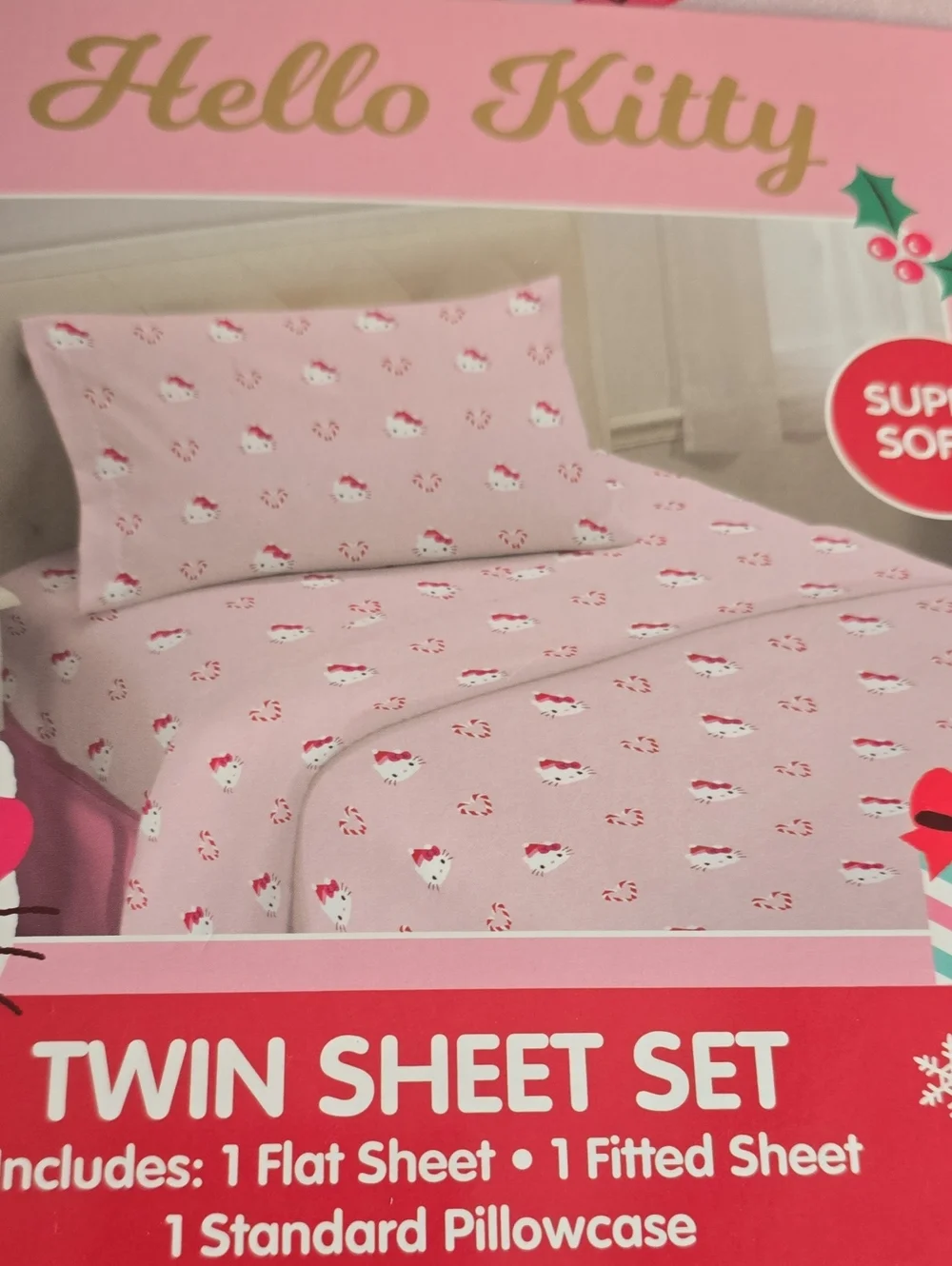 Hello Kitty Twin Holiday 3 piece Christmas Sheet Set * NEW Super Soft